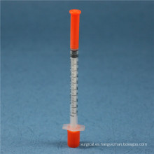 Jeringa de insulina desechable médica de 1 ml